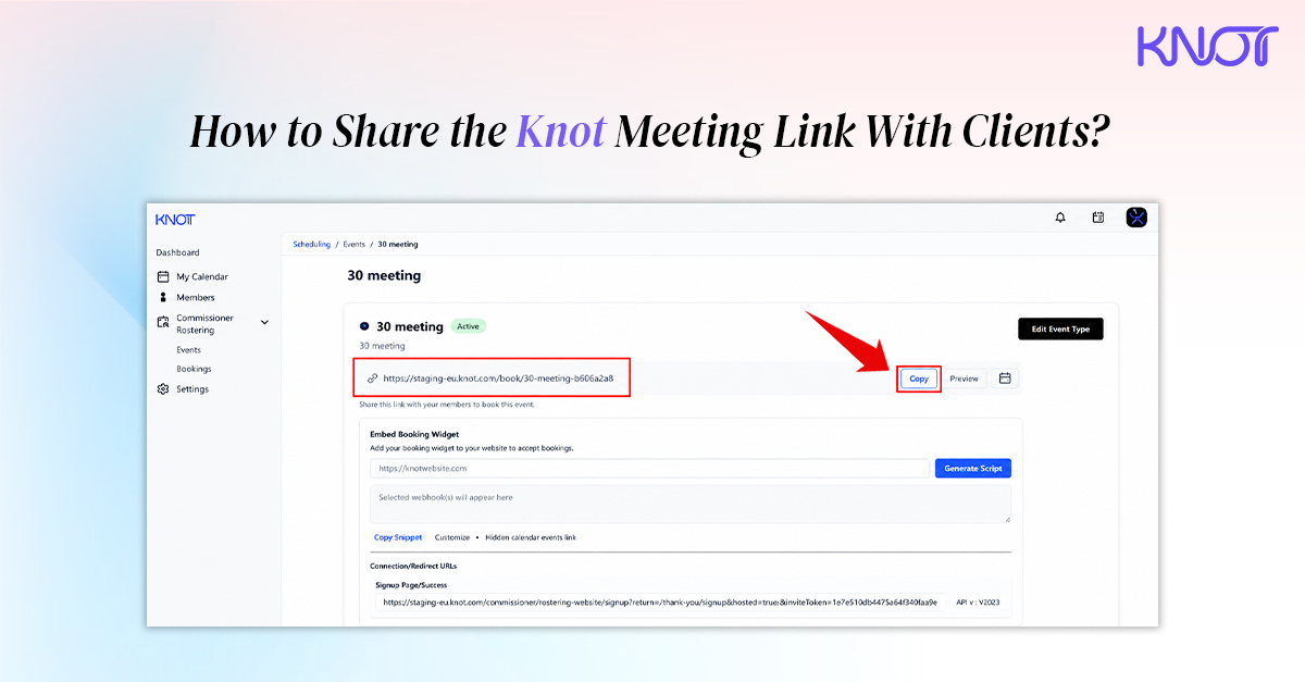 How to Share the Knot Meeting Link With Clients?